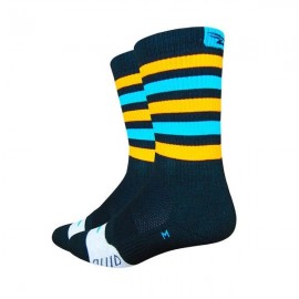 Calcetines Defeet Thermeator 6″ Black, Blue & Orange Stripes